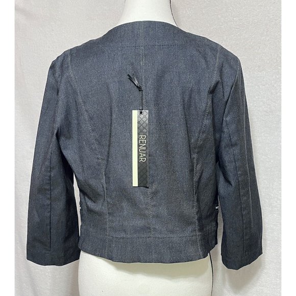 Renuar Womens Size 8 NWT Dark Wash Bolero Stretch Denim Jean Jacket Blazer - Picture 5 of 8